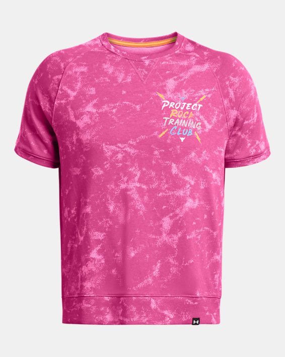 Men's Project Rock Terry Printed Crew in Pink image number 2
